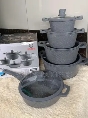10pcs Bosch Cookware Set With Silicone Lid Cover-Grey