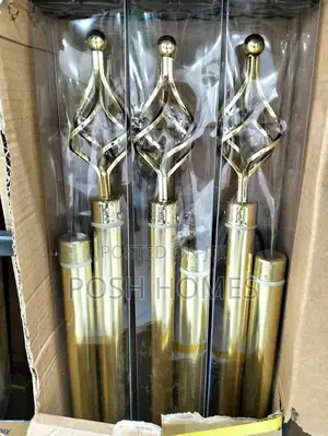 2M Gold Extendable Double Curtain Rods