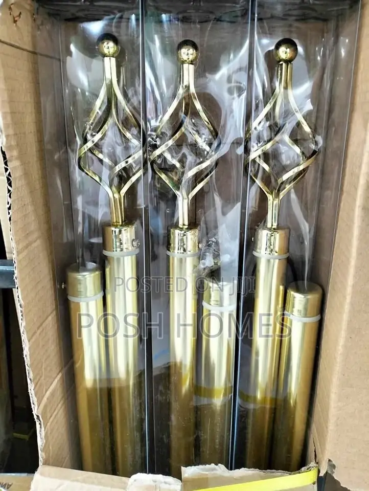 2M Gold Extendable Double Curtain Rods