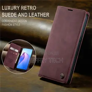Oppo Reno8 5G Phone Case, Magnetic Flip Wallet Case Wine Red