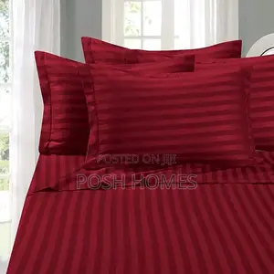 Maroon Cotton Stripped Bedsheets