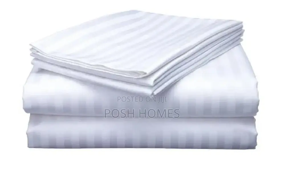 White Stripped Cotton Bedsheets