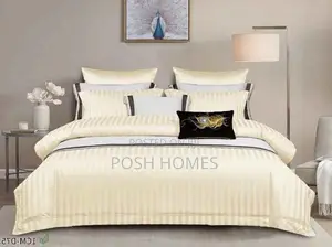 Cream Cotton Stripped Duvet Covers Set