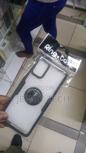 Samsung Galaxy A71 Crystal Clear Case With Rotating Ring Hol