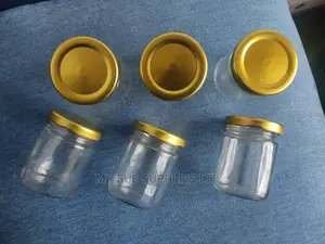 A Dozen Glass/Jam Jar 100ml With Gold Lids With Seals