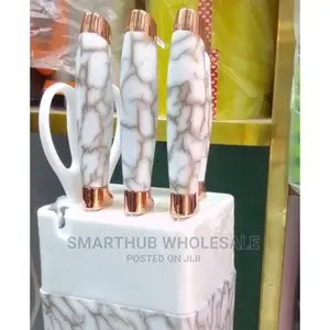 Marble Knive Set With Stand. White