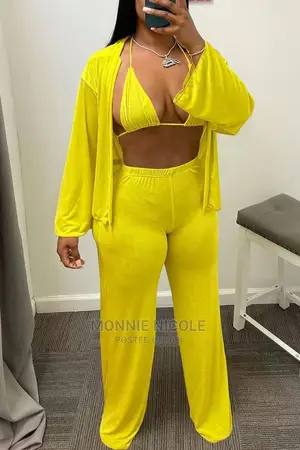 3piece Set Yellow Beach Wear/Casual Wear