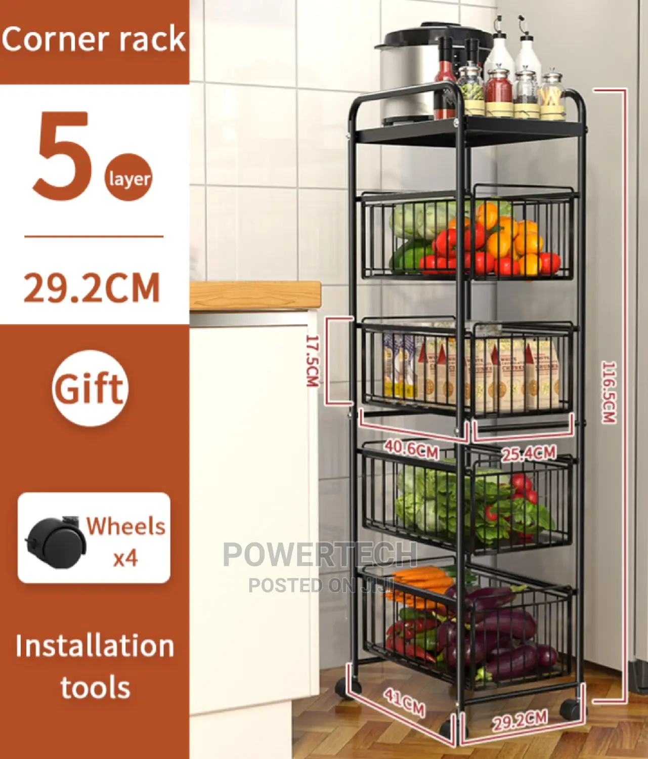 Multipurpose Kitchen Vegetable Storage Shelf Organizer.
