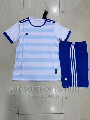 White Blue Adidas Football Uniform