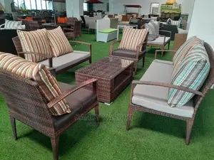 Modern 7 Seater Outdoor Sofa With Striped Cushions