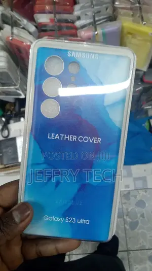 Galaxy S23 Ultra Case Blue Marble Pattern PU Leather