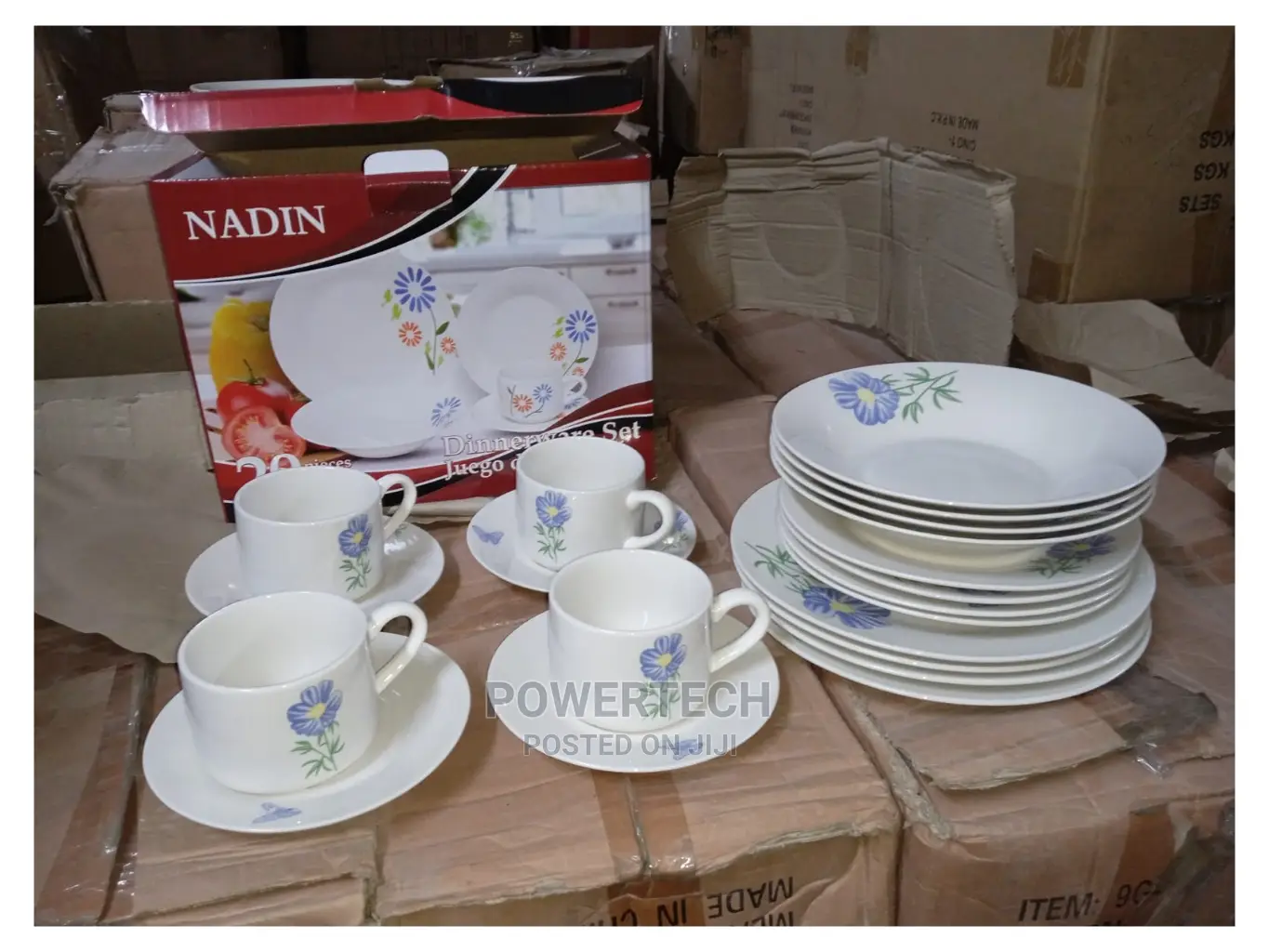 20pcs White Flowered Dinner Set.