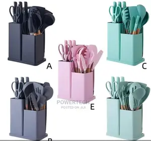 19 PCS Silicone Spoon Set With Knives/Cutting Board;