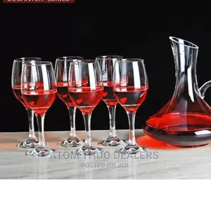 *7pcs Plain Colour Wine Decanter Set With 6 Wine Glasses ,.