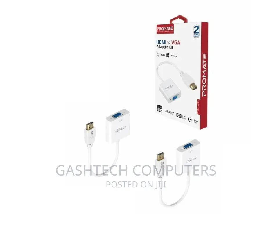 Promate HDMI to VGA Display Adaptor White