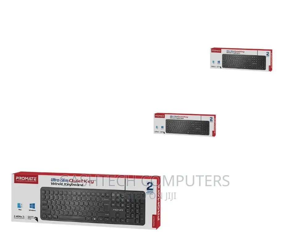 Promate Wired Ultra-Slim Ergonomic Keyboard, English
