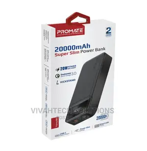 Promate 20000mah Slim Power Bank With 20W USB-C