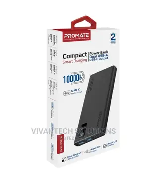 Promate 10000mah Slim Power Bank With USB-C Input and Output