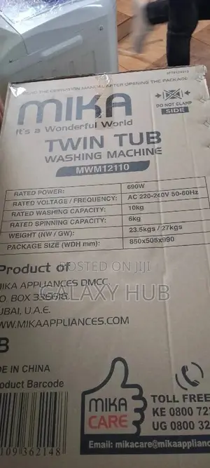 Mika 10kg Twin Tub Semi Automatic Top Load Washing Machine