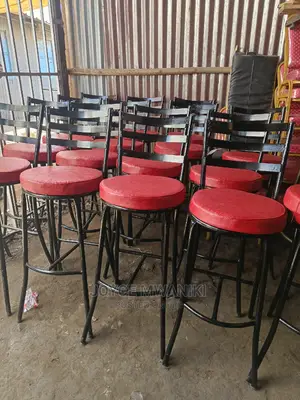 High Stool Flat Chairs Red and Black