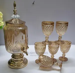 7pc Wine/Juice Dispenser +6heavy Fancy Glasses