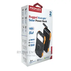Promate 10000mah Waterproof Solar Powerbank