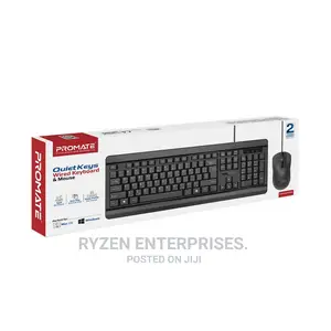 Promate Quiet Key Wired Compact Keyboard Mouse English