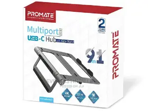 Promate Laptop Stand + Removable USB-C Hub With HDMI