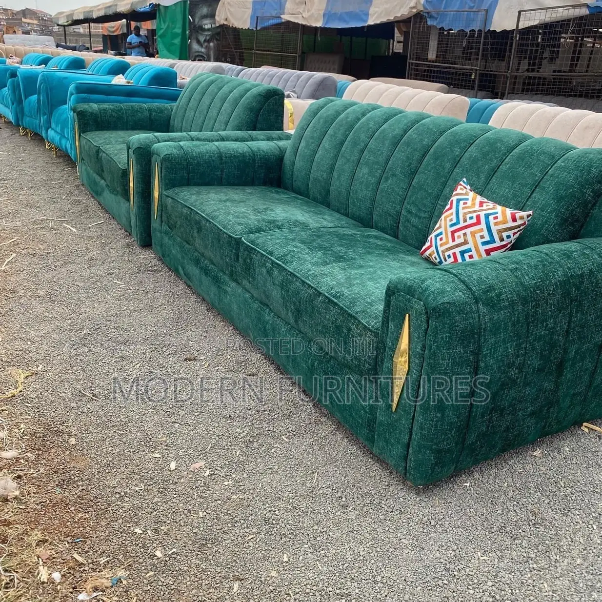 Green 5 Seater Sofa