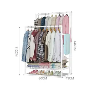 *Double Pole Clothing Rack With Lower Storage Tier