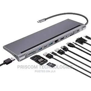 8 In 1 Type C Hub With Ethernet Adapter, HDMI, Type C, USB 3