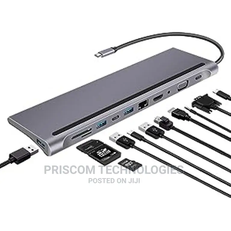 8 In 1 Type C Hub With Ethernet Adapter, HDMI, Type C, USB 3