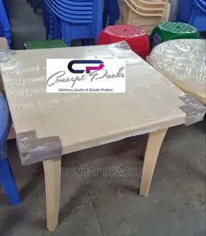 Cream 4 Seater Square Plastic Table