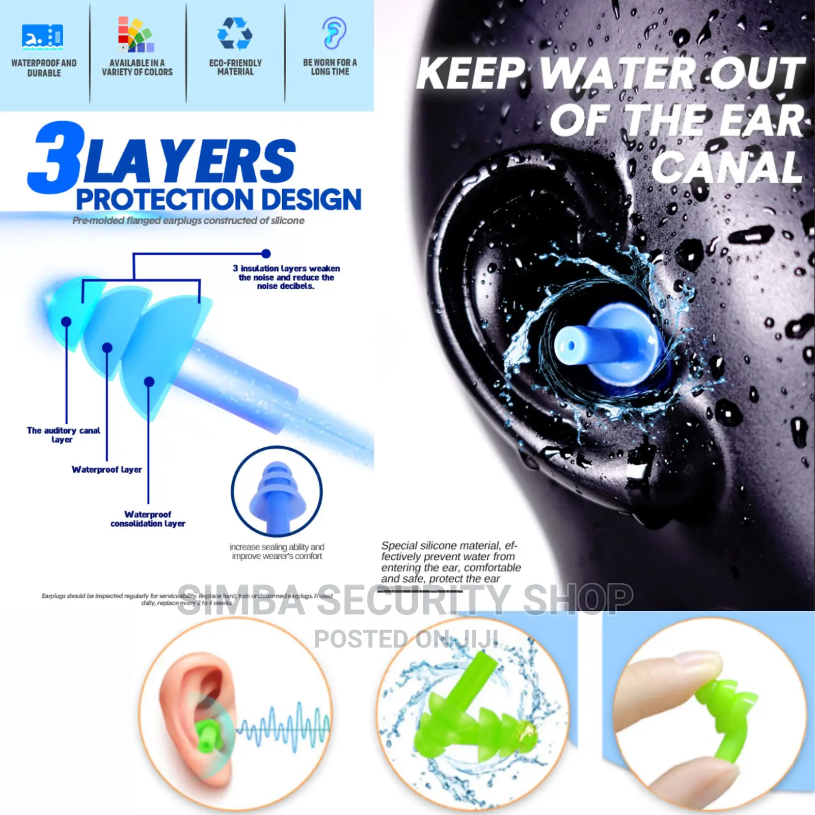 2 Noise Reduction Ear Plug Case With Plastic Box Silicone