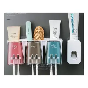 3 in 1 Toothbrush Holder,Toothpaste Dispenser With Cups