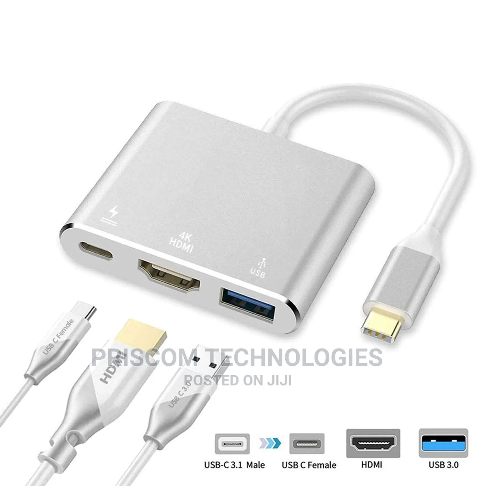 Type C to HDMI Converter Adapter With USB 3.0 Port, Type C