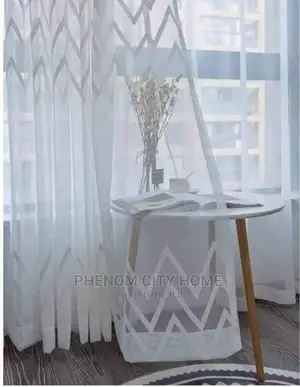 Heavy White Zigzag Sheers