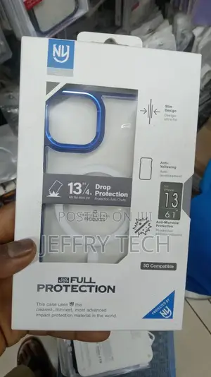 Clear Case With Colorful Grip Blue Edge for iPhone 13