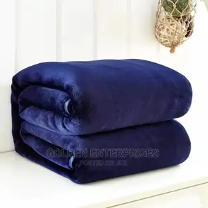 Navy Blue Plain Fleece Blanket