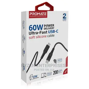 Promate 60w Usb-c To Usb-c Data And Charge Cable, 2m