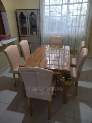 Elegant 6 Seater Pure Marble Dining Table Set