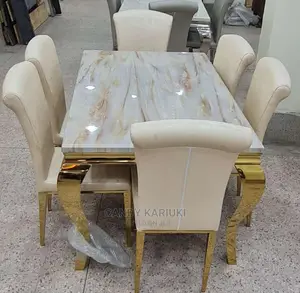 Modern Pure Marble 6 Seater Dining Table Set