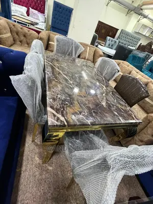 Elegant Pure Marble 6 Seater Dining Table Set
