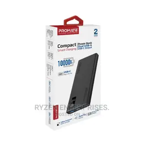 Promate 10000mah Power Bank With USB-C Black.