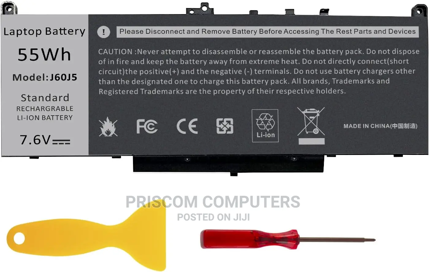 Battery for Dell Latitude E7470 E7270 .6V 55wh
