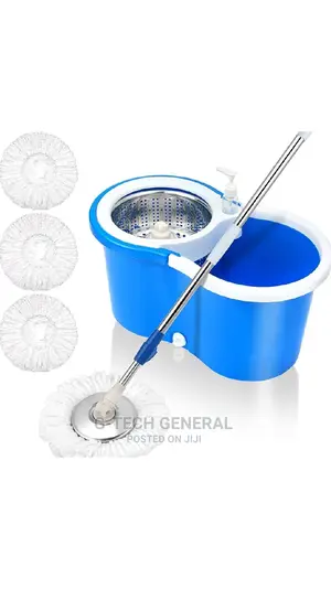 Generic Rotating Movable Spin Mop With Washable Bucket-Blue