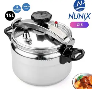 Nunix Pressure Cooker - Explosion Proof - 15 Litres - Silver