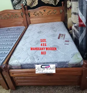 4 × 6 Mahogany Wooden Bed. MATRESS SOLD SEPARETLY