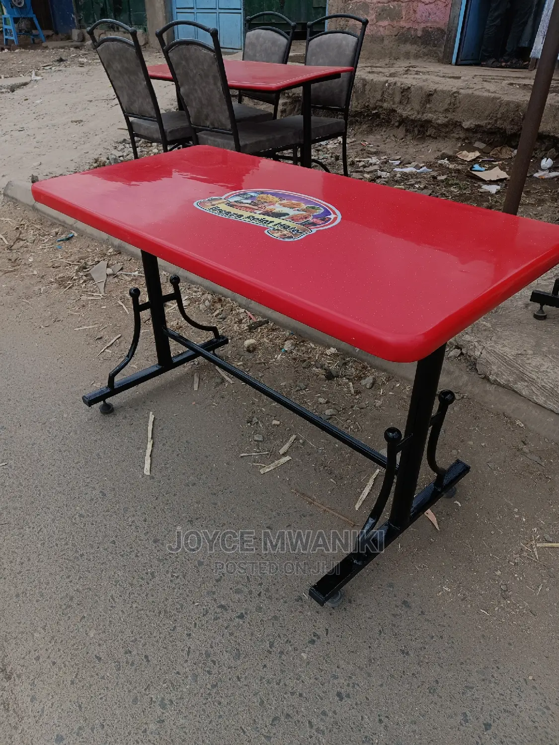 Restaurant Marble Table, Red With Logo 4ft by 2ft