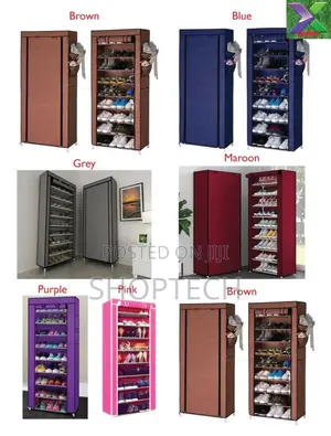 10 Layers Single Column Shoe Rack With Cover
